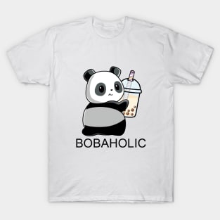 Cute Little Bobaholic Panda Loves Boba! T-Shirt